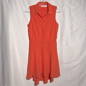 Ali & Jay Los Angeles Coral Sleeveless Collared High-Lo Fit & Flare Dress S
